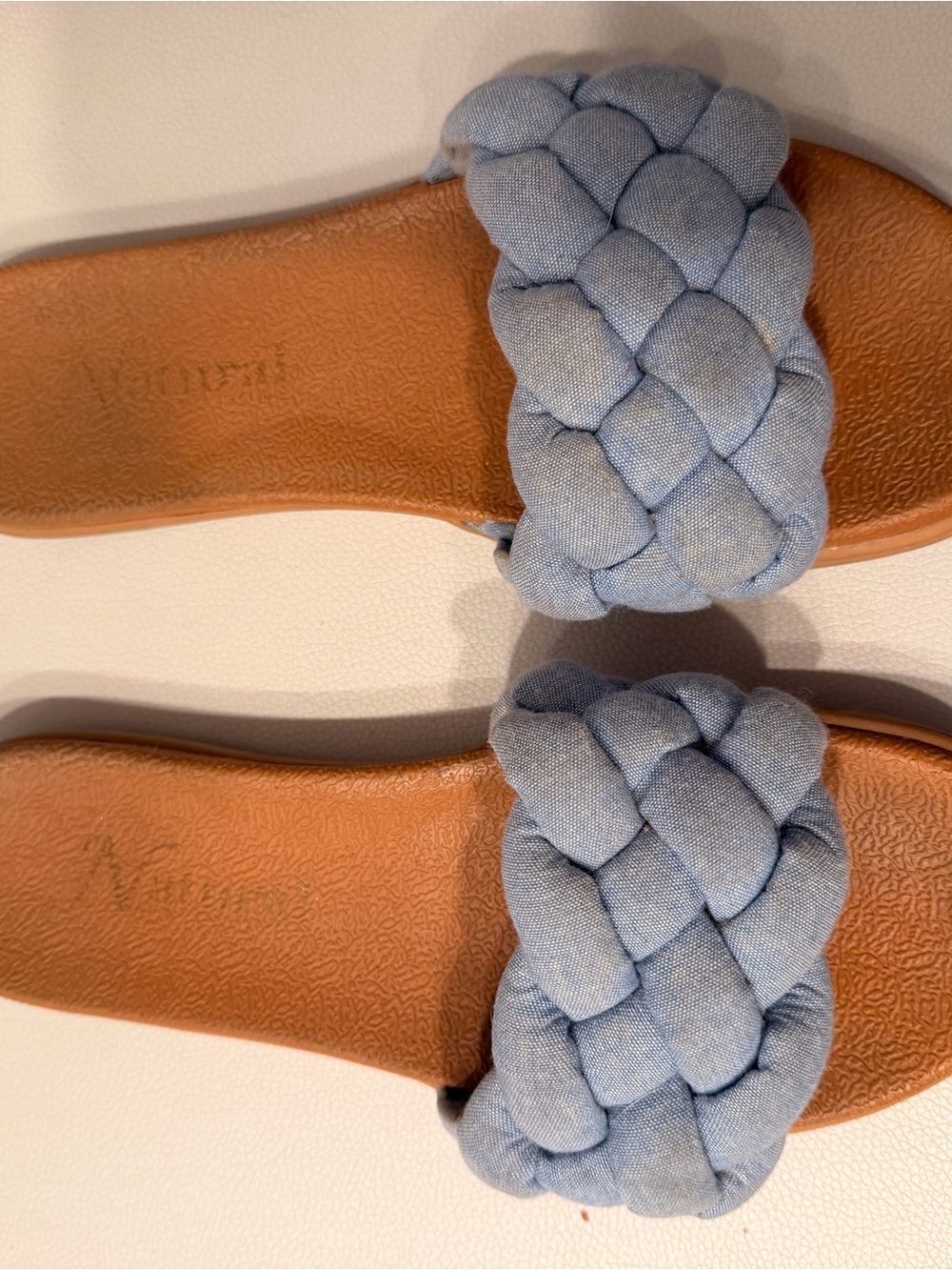 Woven Light Blue Slide Sandals - Unbranded